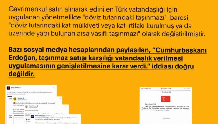 ‘Taşınmaz karşılığı vatandaşlık veriliyor’ palavrası çürüdü