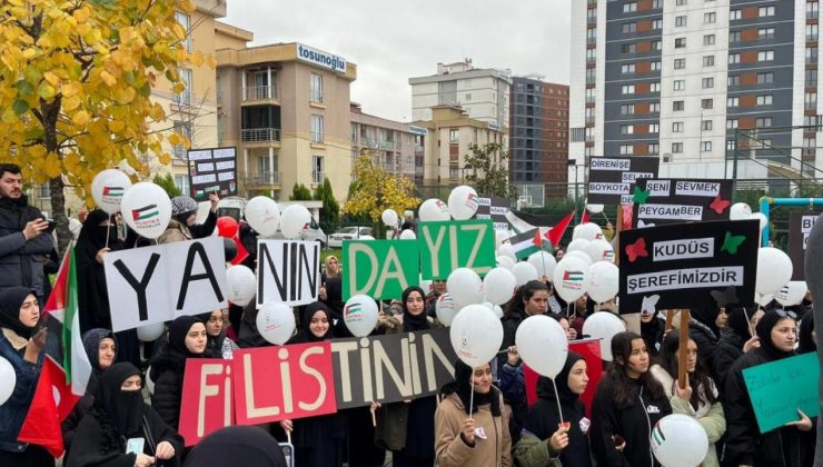 Tuzla Halil Türkkan İmam Hatip öğrencilerinden Filistin’e takviye yürüyüşü