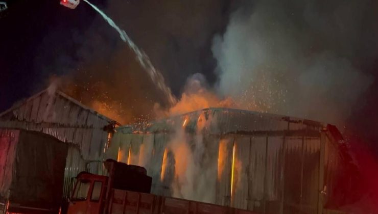 Kocaeli’de palet deposunda çıkan yangın denetim altında